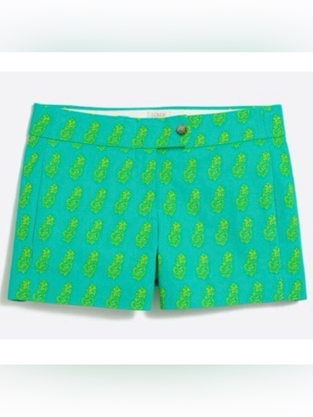 J CREW Pineapple Print Flat Front Chino Shorts Size 6